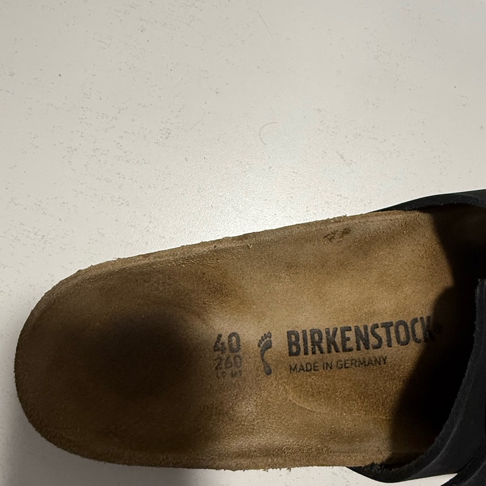 Birkenstock Black Suede Sandals with Large Gold Buckle Size 40 - Picture 4 of 4